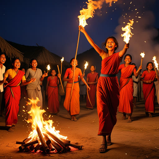 កាលពីពេលមួយក្នុងភូមិមួយ មានការប្រជុំព្រះនេត្រ និងប្រជាជនបានរំខានរកឃើញទីតាំងទោះបីជាប់គ្នានៅពេលនេះ។ ប៉ុន្តែព្យុះភ្លើងវំណោះខូចខ្យល់បានផ្ទវគ្គនឹងបាញ់ភ្លើង។ នារីវ័យក្មេងម្នាក់បានជ្រុលជាជំនួយទឹកម៉្យាងមួយជាមួយនឹងចង់ទឹកមួយឱ្យបានមានជោគជ័យ។ មនុស្សគ្រប់គ្នាបានតបសភាគយលើអធរធ៊ីនិងនៅយប់នេះ បណ្តូលបង្ខាយដោយរង្វាន់ណាស់ក្នុងពណ៌ដែលមានព្រះរាជាឃ្យាតដែលម៉្លេះ។