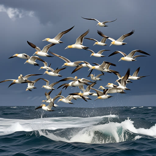 កាលពីមួយដង មានហ្វូង gannets ហោះលើមហាសមុទ្រ ស្វែងរកត្រី។ ពួកគេចុះចូលទៅក្នុងទឹកយ៉ាងស្រាល ដោយប្រើមាត់ដែលមំឡាន់របស់ពួកគេในการចាប់អាហារ។ ក្នុងចំណោមពួកគេ មានgannet វ័យក្មេងម្នាក់ដែលបានសុបិន្តក្លាយជាមនុស្សល្អបំផុតក្នុងការចុះកម្រិត។ ថ្ងៃមួយ ភ្លៀងប្រហារមក និងgannet វ័យក្មេងបានដឹកនាំមនុស្សដទៃទៅកន្លែងសុវត្ថិភាពដោយមុតមាំ។ ក្នុងការឆ្លើយតប ក្រុមហ្វូងបានចូលរួមអបអរសាទរ ក្លាយជេកនុស្សធម៌នៃgannet វ័យក្មេងនេះ។