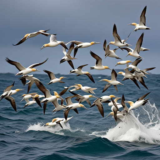 កាលពីមួយដង មានហ្វូង gannets ហោះលើមហាសមុទ្រ ស្វែងរកត្រី។ ពួកគេចុះចូលទៅក្នុងទឹកយ៉ាងស្រាល ដោយប្រើមាត់ដែលមំឡាន់របស់ពួកគេในการចាប់អាហារ។ ក្នុងចំណោមពួកគេ មានgannet វ័យក្មេងម្នាក់ដែលបានសុបិន្តក្លាយជាមនុស្សល្អបំផុតក្នុងការចុះកម្រិត។ ថ្ងៃមួយ ភ្លៀងប្រហារមក និងgannet វ័យក្មេងបានដឹកនាំមនុស្សដទៃទៅកន្លែងសុវត្ថិភាពដោយមុតមាំ។ ក្នុងការឆ្លើយតប ក្រុមហ្វូងបានចូលរួមអបអរសាទរ ក្លាយជេកនុស្សធម៌នៃgannet វ័យក្មេងនេះ។