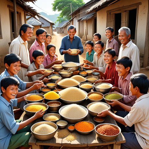 ក្នុងភូមិមួយតូច មានមនុស្សម្នាក់ឈ្មោះសុខាដែលចូលចិត្តរួសរាន់ពូជ។ នៅមួយថ្ងៃ គាត់បានរកឃើញគូសស្រូវភាគតិចមួយនៅលើផ្លូវ។ សុខាដែលបានសម្រេចចិត្តយកវាទៅផ្ទះ។ គាត់រីករាយណាស់ ហើយបានចម្អិនភាគតិចមួយរបស់វាទៅបង្គុំម្ហូប។ មិត្តភក្តិមកកាន់ ហើយពួកគេចំណោតនឹងជីវិតស្មាត់ស្មោះសញ្ជាត មានរូបិយវត្ថុ។ បន្ទាប់ពីបរិច្ឆេទ សុខាបានចែកការប្រកួតមួយទៀតឲ្យភូមិ ទាំងអស់គ្នារីករាយប្រាក់ដល់អាកាស្តា។