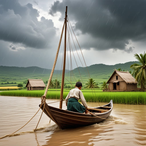 កាលពីកន្លងមក មានភូមិសន្តិភាពមួយដែលបានជួយដោយគ្រោះថ្នាក់ពីព្យុះក្តៅ។ ភូមិបានគូសភាគីដើម្បីសុំឲ្យមានព្យុះនិងភ្លៀង។ បុរសក្លាហានមួយបានសម្រេចចិត្តបង្រួមចំនួនចេញជាធុរកិច្ចមួយដើម្បីបញ្ជូនសារទៅកាន់ស្ទូចក្បាលពីព្យុះ។ នៅពេលដែលក្មេងនោះបានចេញដាក់ចោលកន្លែងនោះទៅក្នុងទន្លេ មួកព្យុះបានគូសឡើងពីរទឹក, ហើយភ្លៀងបានជួយឱ្យមានព្យុះ។ ភូមិបានត្រូវបានសង្គ្រោះ! ក្មេងនោះបានជោគជ័យក្នុងការទំនាក់ទំនងជាមួយព្យុះ។